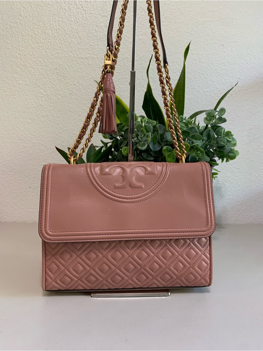 👜💕 Tory Burch Kira Quilted Leather Shoulder Bag — Dusty Rose